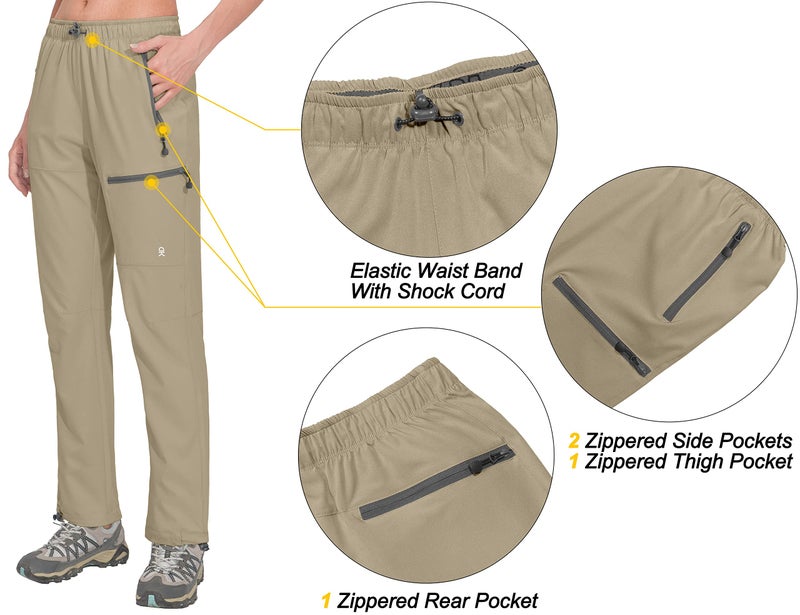 Little Donkey Andy Women's Lightweight Quick Dry Cargo Hiking Pants UPF 50+ Stretch Travel Casual Trousers Khaki XXL - Image 3